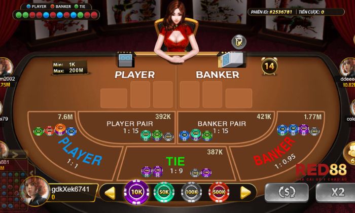 Bàn chơi Baccarat Red88
