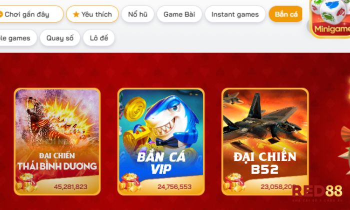 bắn cá VIP Red88 Bắn cá VIP Red88 là trò chơi độc đáo thu hút với các game thủ yêu thích săn cá