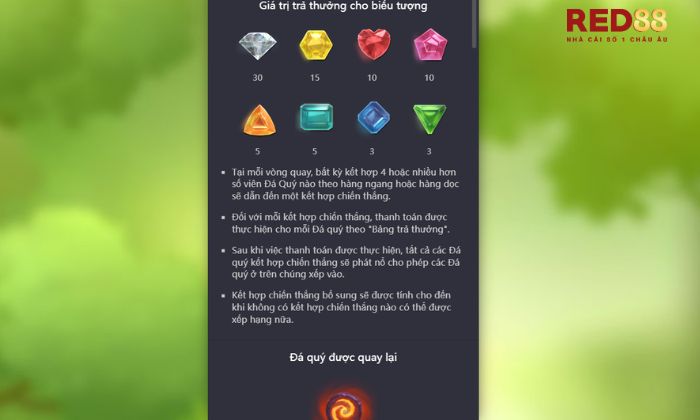 Gem Saviour Red88 Bảng trả thưởng