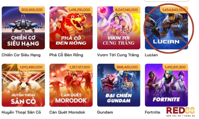 Lucian Red88 Slot sẽ xuất hiện hàng loạt tựa game, anh em tìm và chọn Lucian