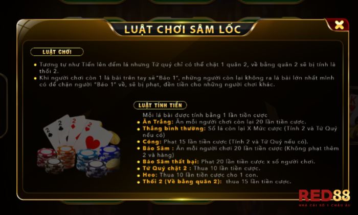Sâm Red88 Luật chơi Sâm tại Red88