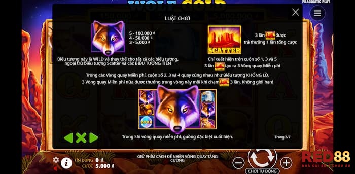 Sói vàng Red88 Biểu tượng và tính năng trong Sói Vàng Red88