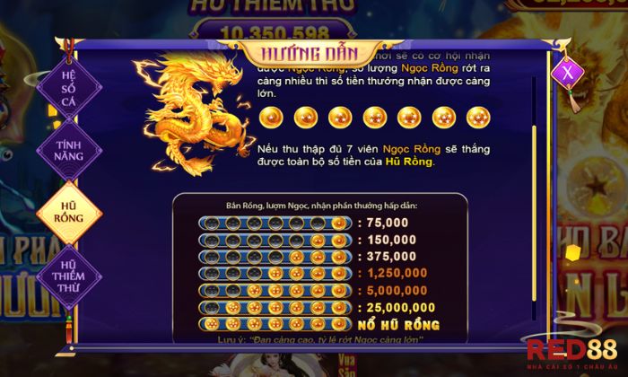 Vua săn cá Red88 Trong game cũng có ngọc rồng với giá trị phần thưởng khủng