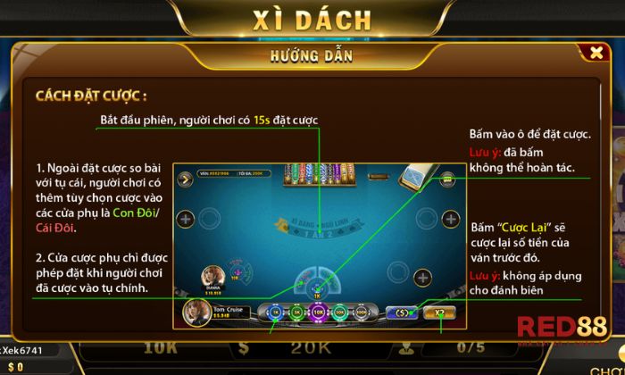 Hướng dẫn đặt cược Xì Dách Red88 đơn giản, dễ hiểu