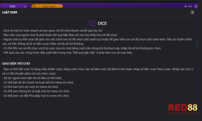 Dice Red88 Luật chơi Dice Red88