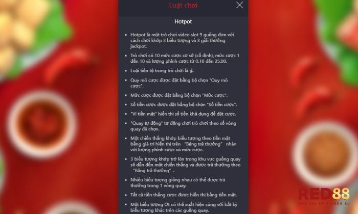 Hotpot Red88 Tóm tắt luật chơi Hotpot Red88