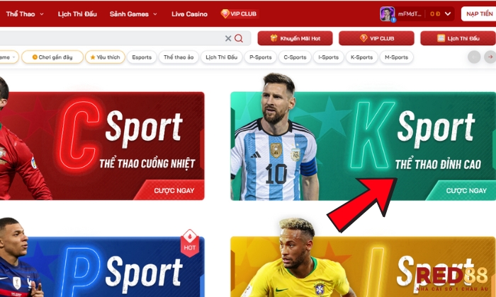 K Sports Red88 Cách tham gia chơi K Sports tại cổng game Red88