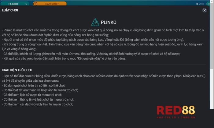 Plinko Red88 Luật chơi Plinko Red88