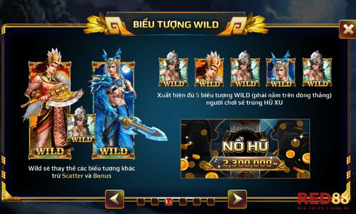 Sơn Tinh Thuỷ Tinh Red88 Các biểu tượng xuất hiện trong Sơn Tinh Thuỷ Tinh Red88 khi quay hũ