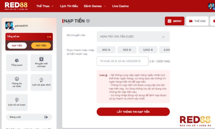 Thằng Bờm Red88 Cược thủ không phải băn khoăn về thời gian nạp rút tiền tại Red88