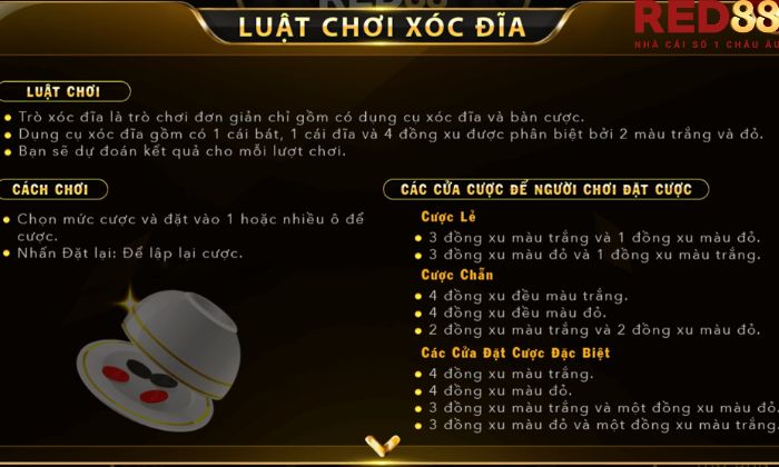 Luật chơi xóc đĩa Red88